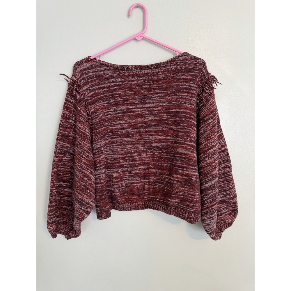 Curator SF Fringe Sweater XL 2XL Space Dye Cotton Balloon Sleeve Boho Peru
